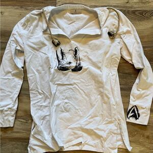 White Graphic Hoodie with Animal Print